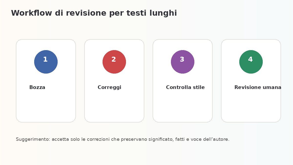 Workflow di revisione per testi lunghi in italiano