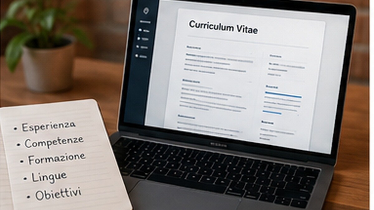 Curriculum digitale con sezioni professionali e piano di carriera