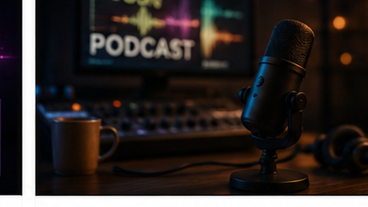 Microfono da podcast in studio pronto per una nuova registrazione