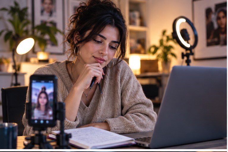 Creator italiano che crea un video TikTok da uno script AI
