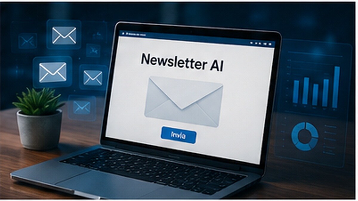 Dashboard di newsletter AI con elementi di campagna e analisi