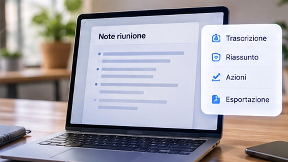 Archivio di note riunione AI ricercabili con transcript, decisioni e follow-up