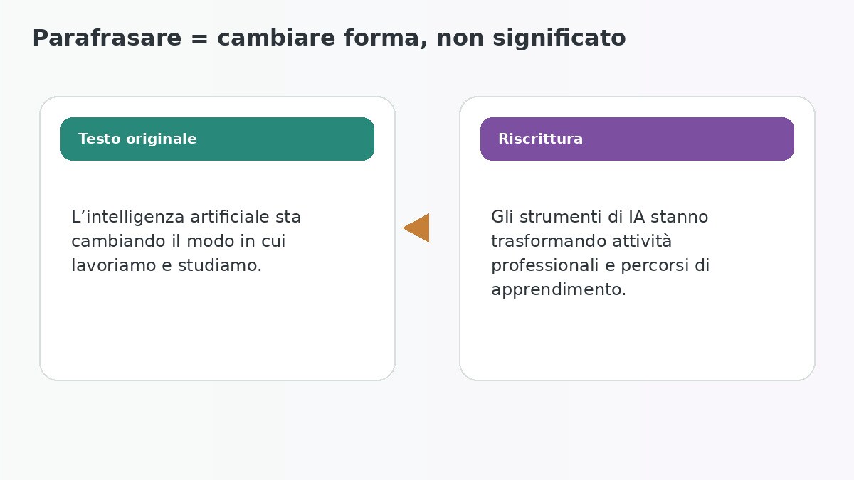 Confronto tra testo originale e parafrasi che conserva il significato