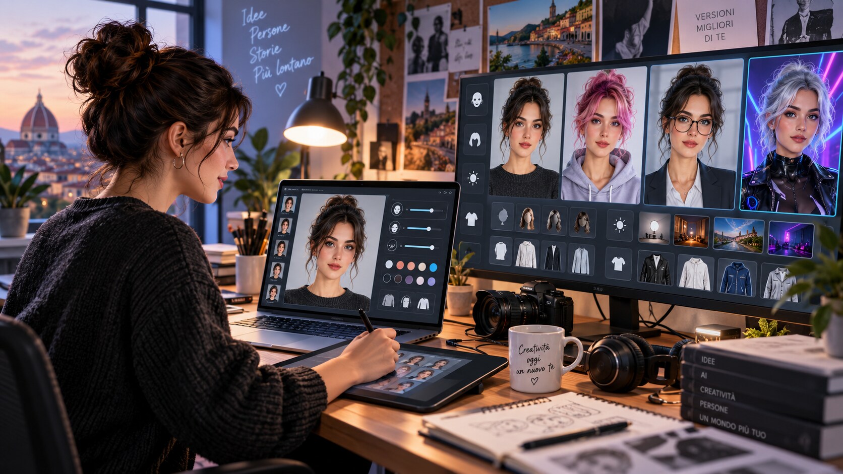 Confronto visivo tra avatar AI realistico, cartoon e professionale