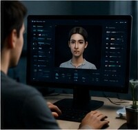Creator che integra un avatar AI in un video social con sottotitoli e b-roll