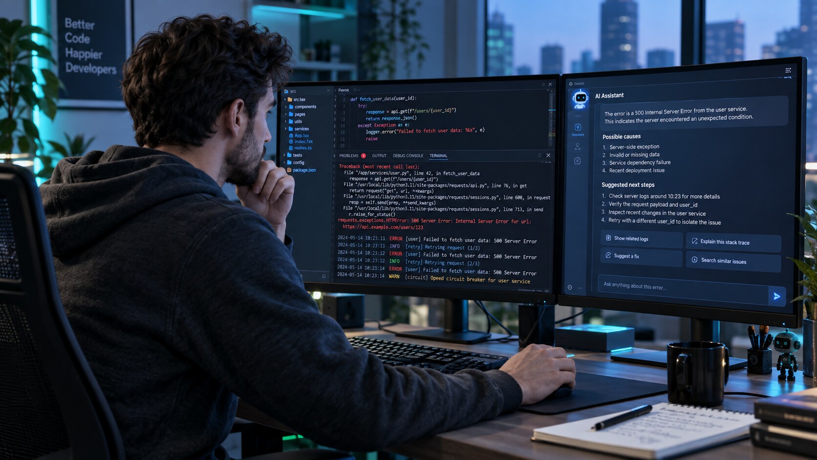 Prompt strutturato per debugging AI con stack trace ambiente test e output atteso