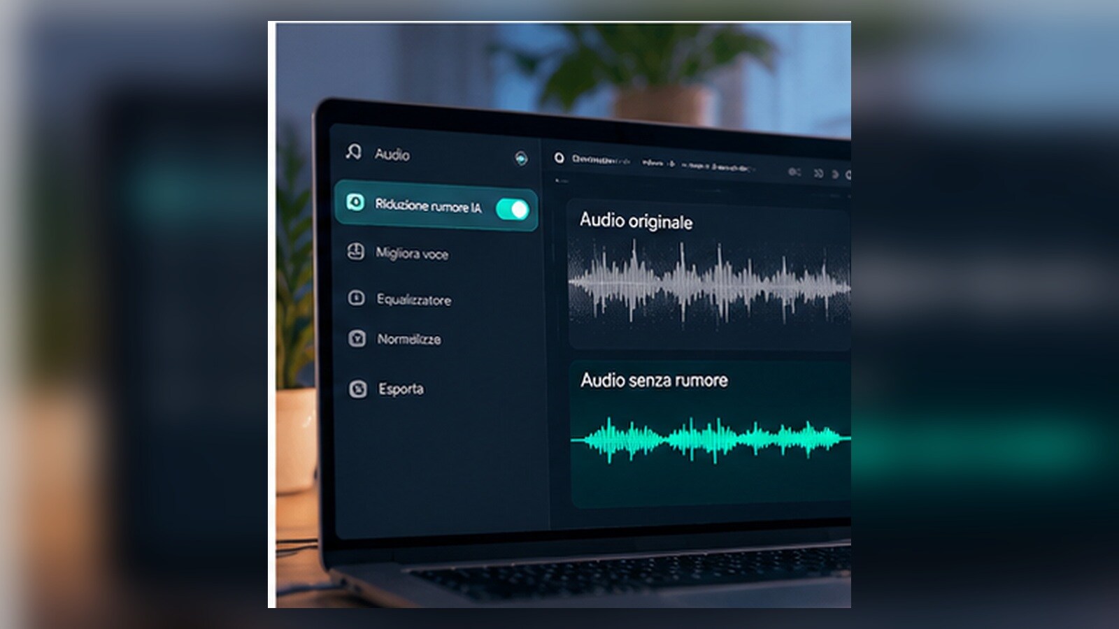 Podcast registrato in casa con rumore di ventola tastiera e riverbero