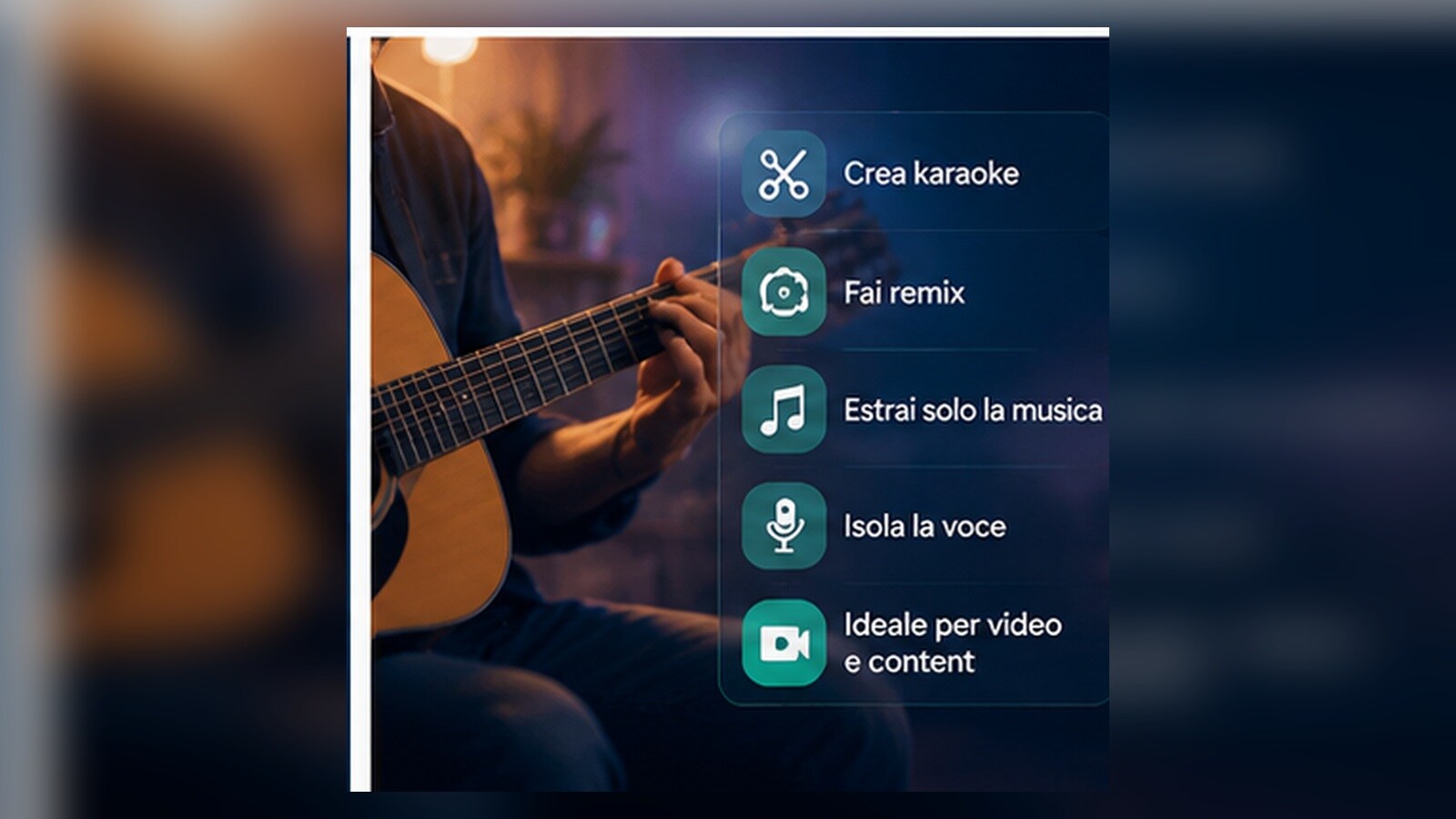 Schermata concettuale di quattro stem audio voce batteria basso strumenti
