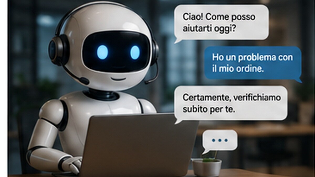 Team customer service che usa chatbot, knowledge base e ticket AI