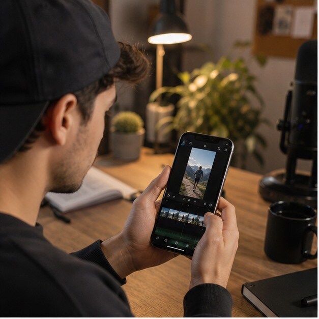 Confronto reale tra app video su smartphone iPhone e Android in mano a creator