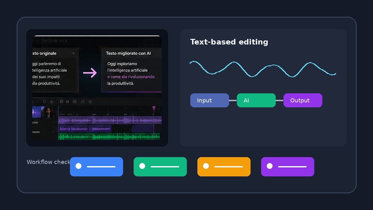 Workflow di text based video editing per podcast e tutorial