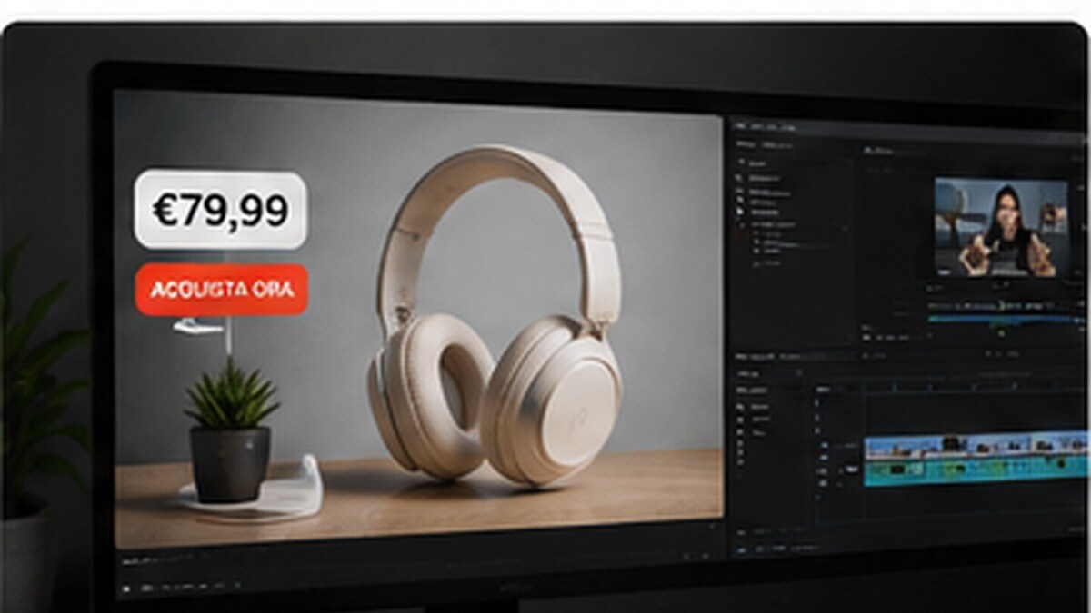 Editor video per e-commerce con prodotto e timeline