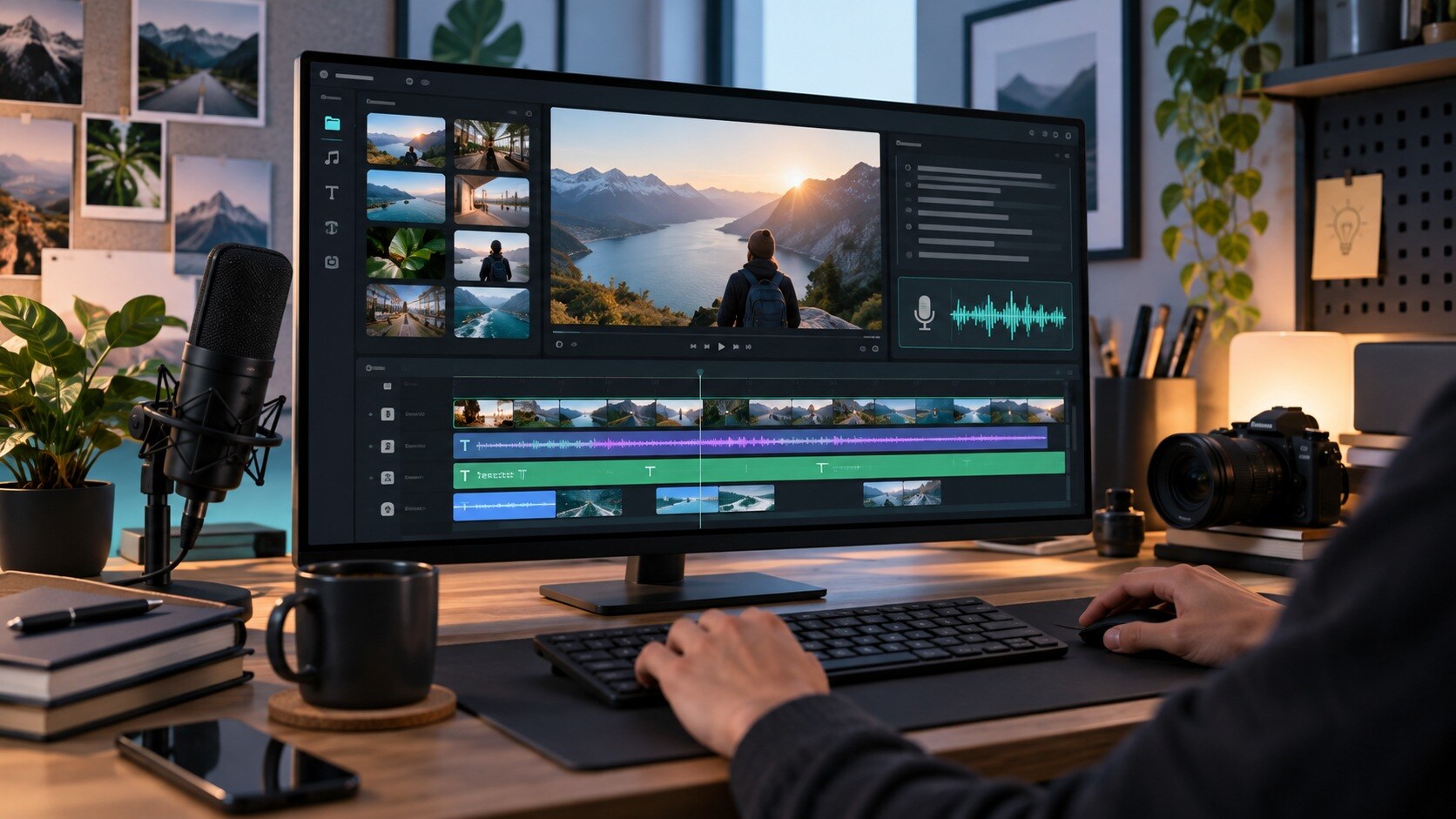 Workflow Filmora per creare video faceless con AI e rifinitura in timeline