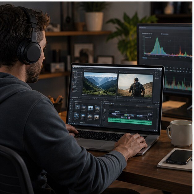 Timeline video pulita senza watermark pronta per export su diversi sistemi
