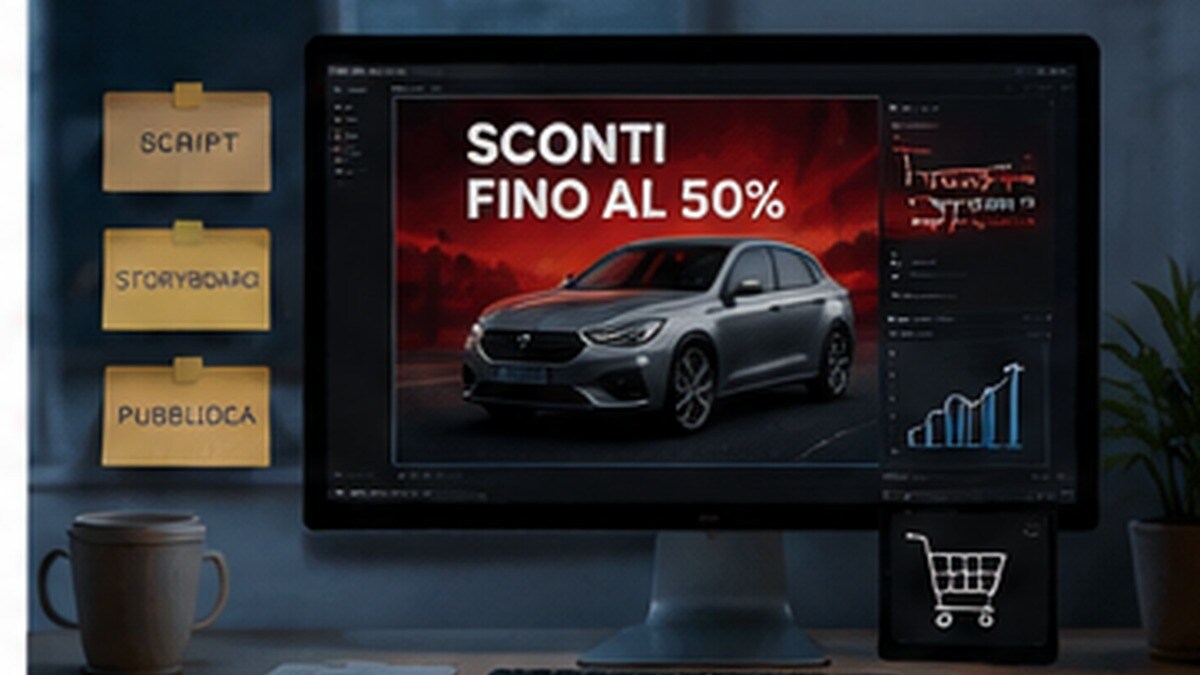 Dashboard di video marketing con prodotto e call to action