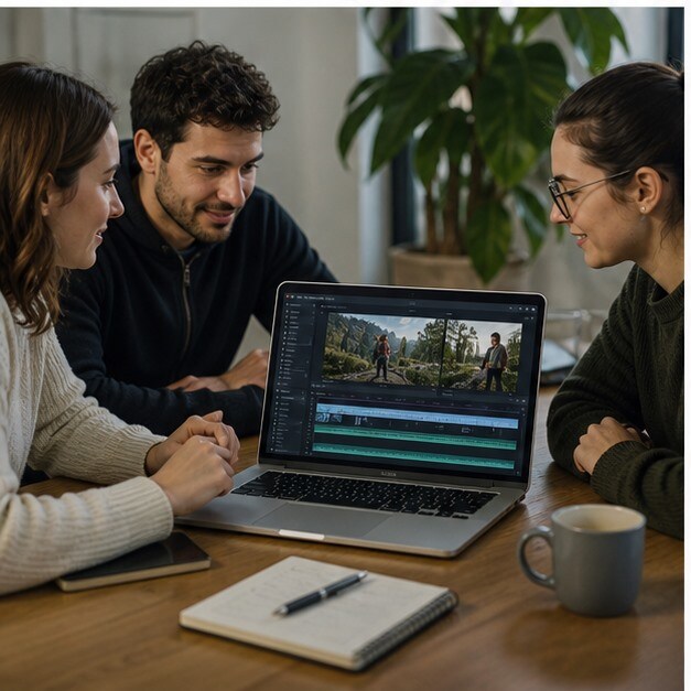 Montaggio browser con caption e promozioni video in ambiente cloud