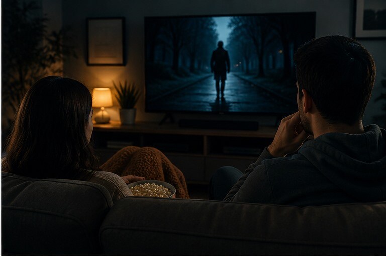 Taccuino con tre percorsi film per il fine settimana e dispositivi accesi