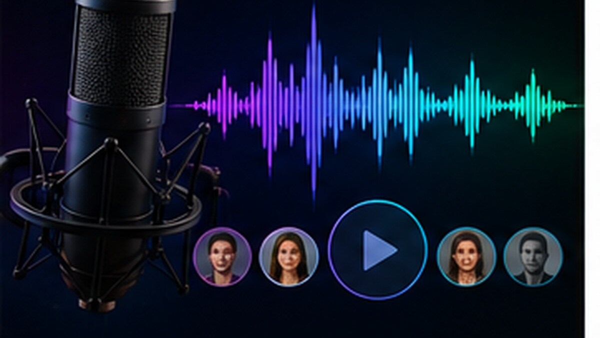 Studio di generazione voce AI con più profili vocali