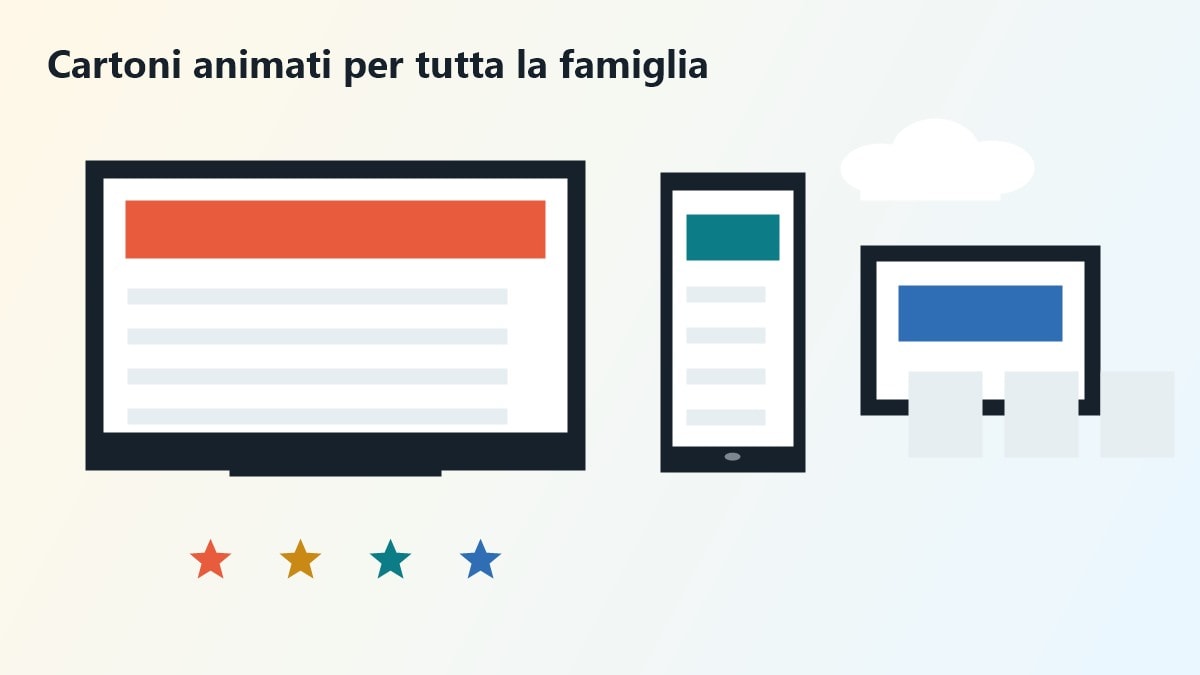 Siti per cartoni animati su profili family e dispositivi diversi