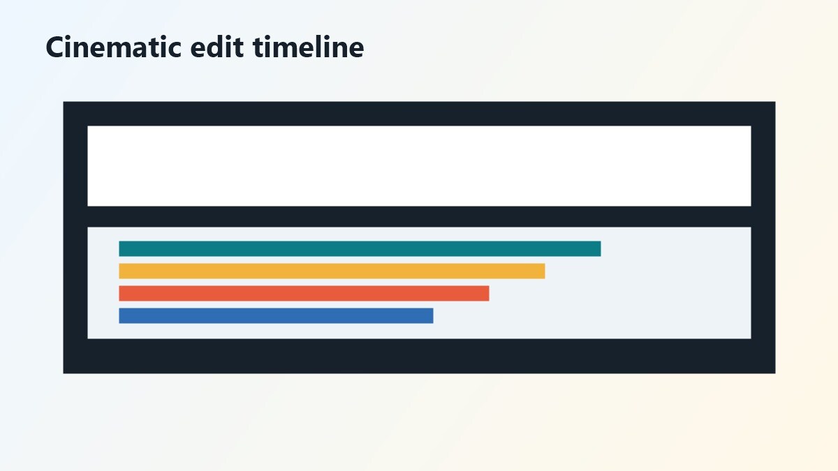 Timeline di montaggio video in stile cinematografico