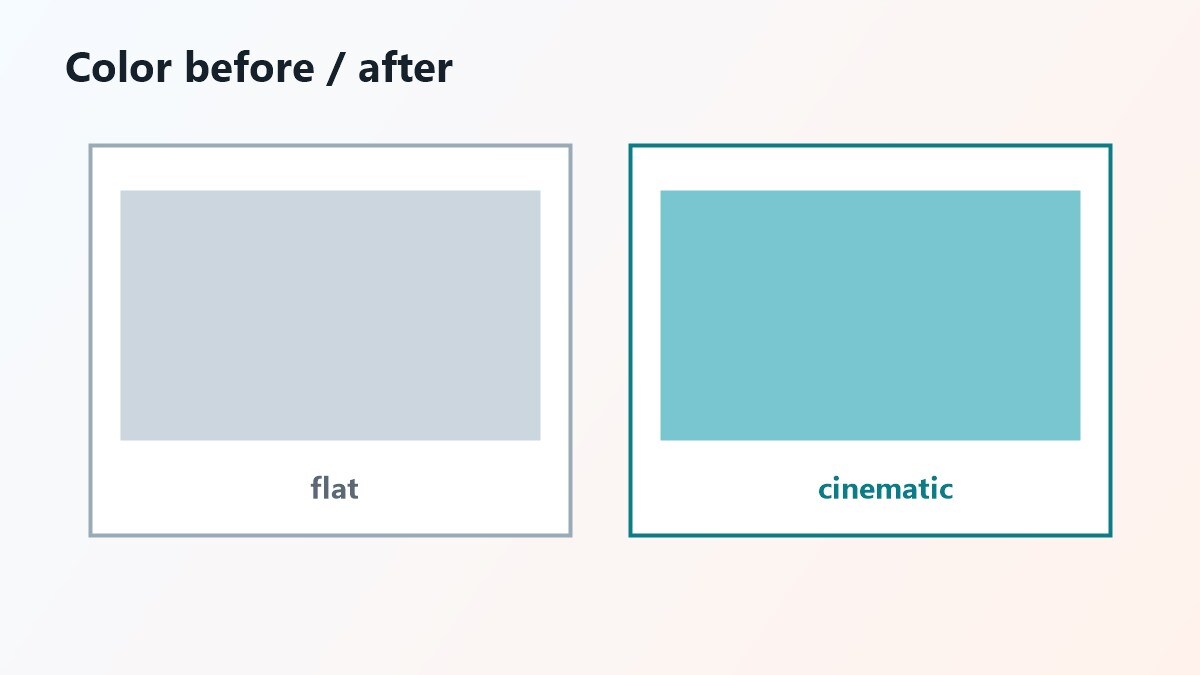Prima e dopo color grading video cinematico