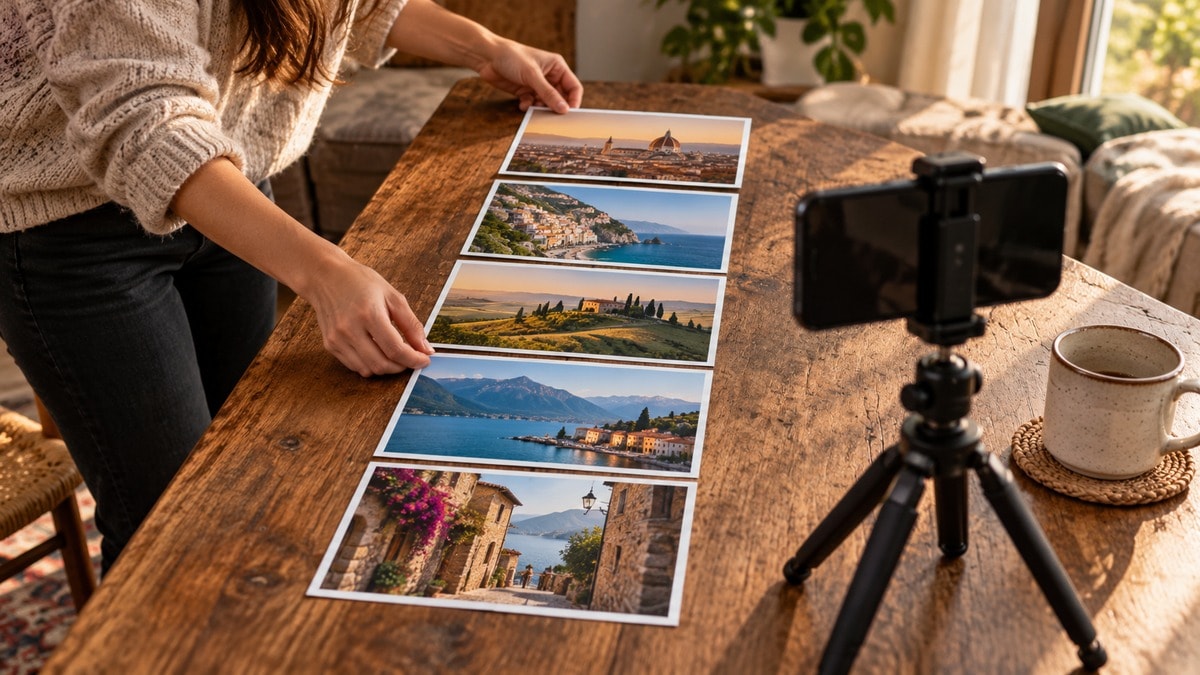 Cinque fotografie disposte come una sequenza per un Reel