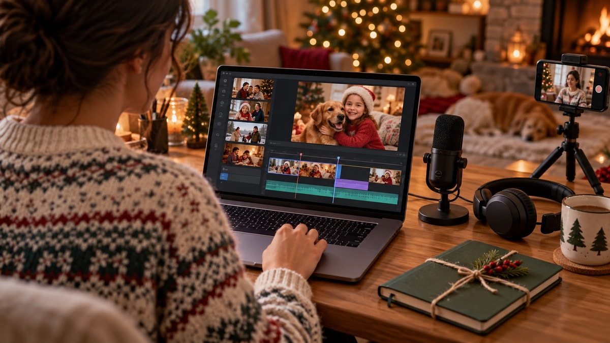 Postazione per creare un regalo video con foto e messaggio registrato
