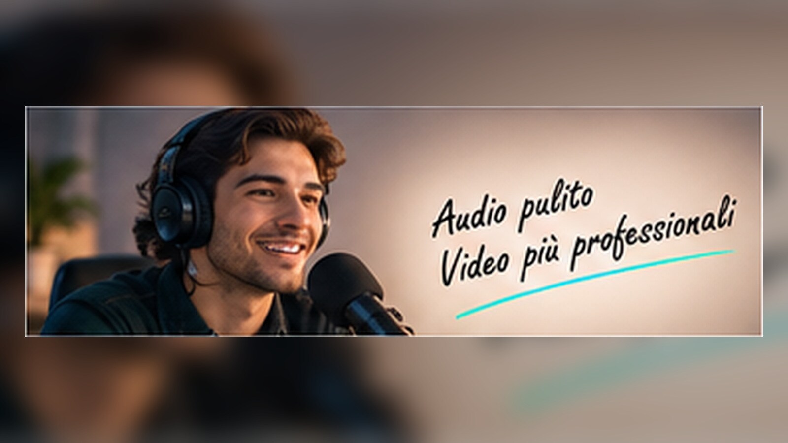 Creator che controlla in cuffia la voce pulita prima dell’export
