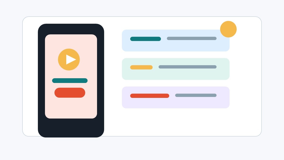 Smartphone con video TikTok estivo, timeline verticale, icone audio e calendario contenuti