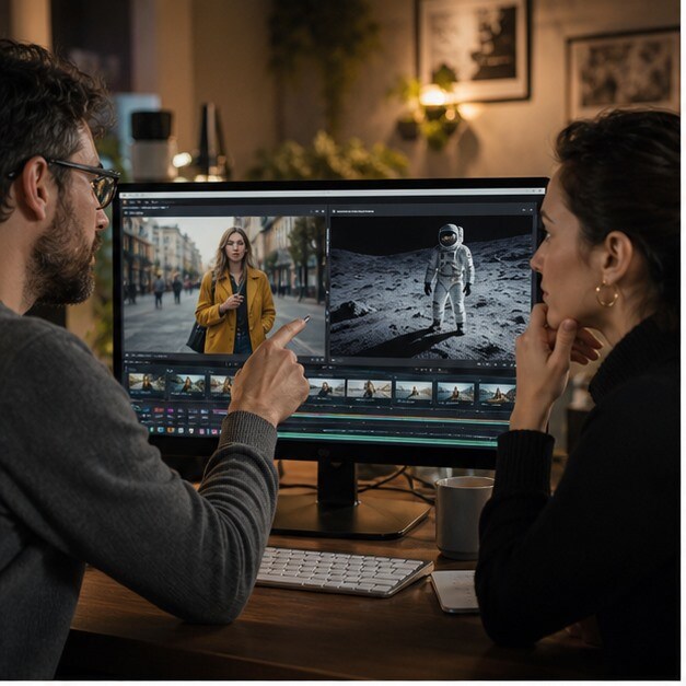 Confronto realistico tra interfacce di modelli video AI su schermo professionale