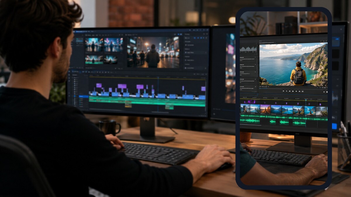 Editor che trasforma un video lungo in clip verticali con AI