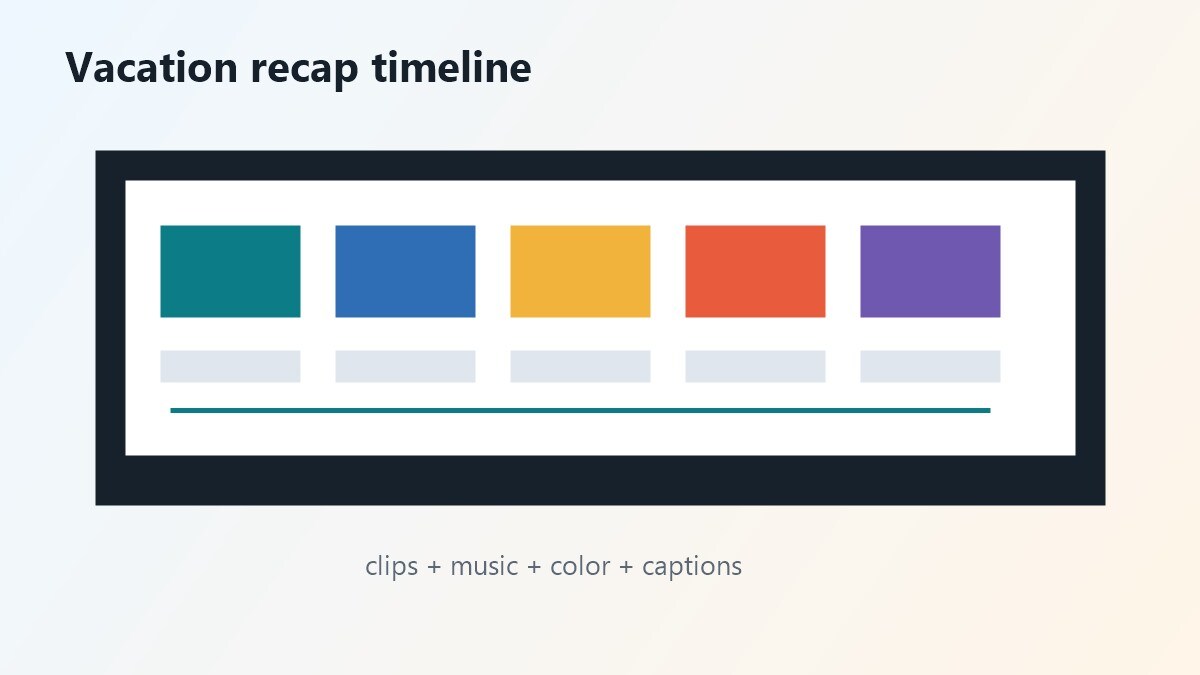 Timeline di montaggio per video recap vacanze cinematografico