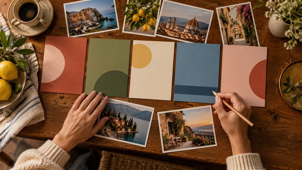 Schede colorate e fotografie per progettare un Wrapped personale