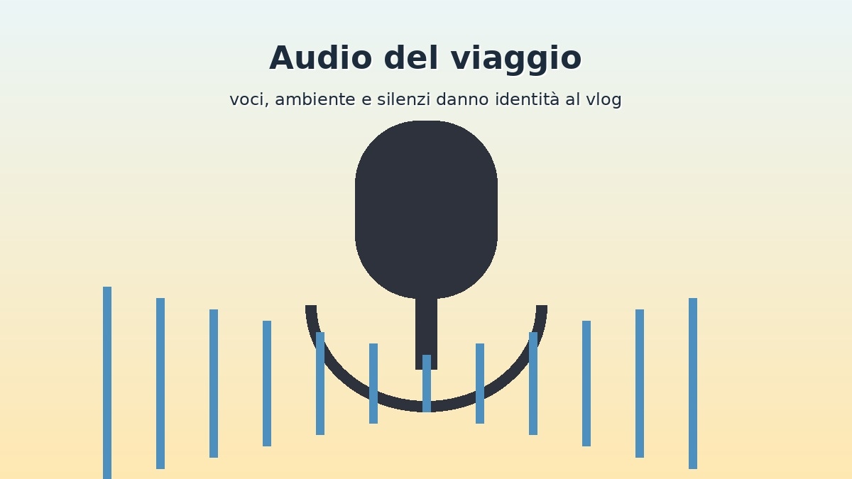 Microfono e forme d’onda per registrare l’audio di un vlog vacanze