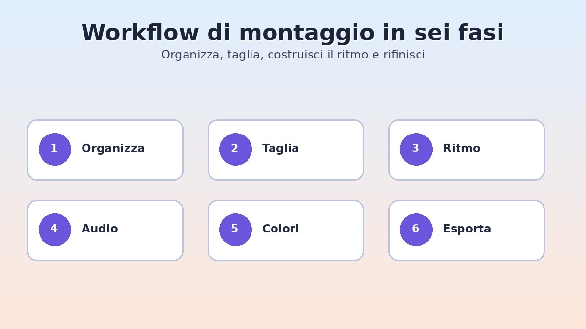 Workflow di montaggio di un vlog di viaggio in sei passaggi