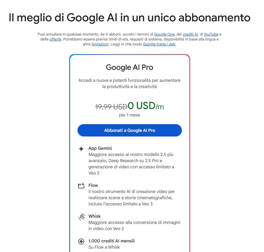 prova per un mese gratuita veo3