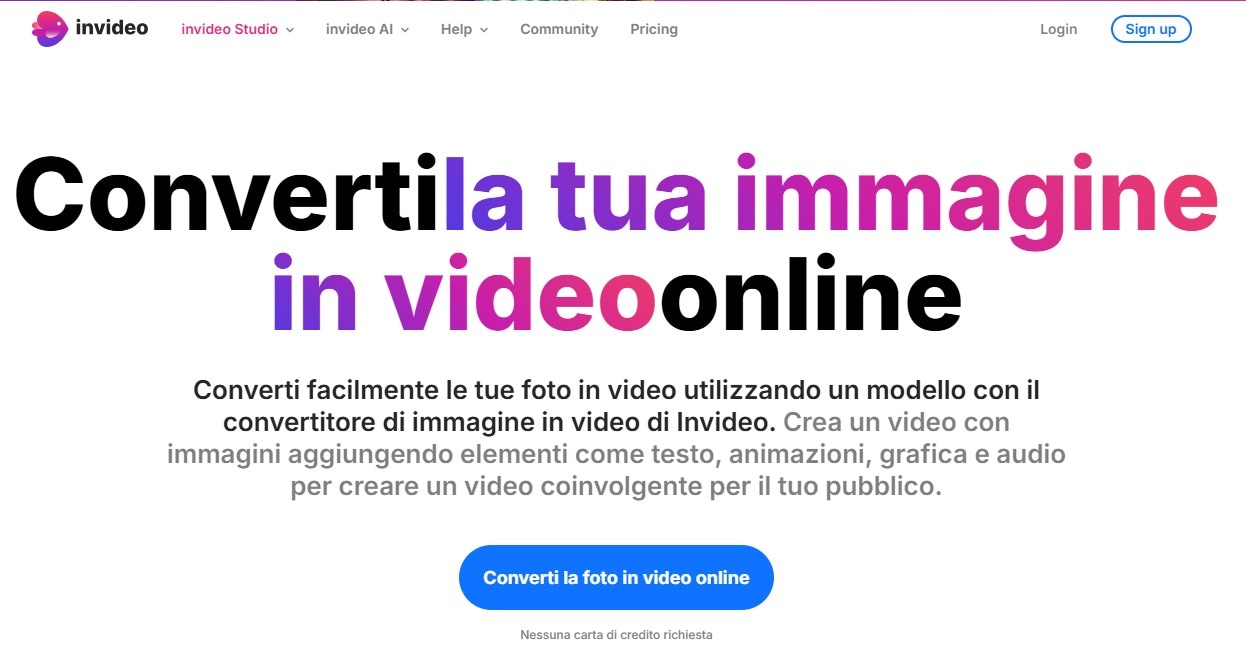 generare video da immagine online tramite invideo ai