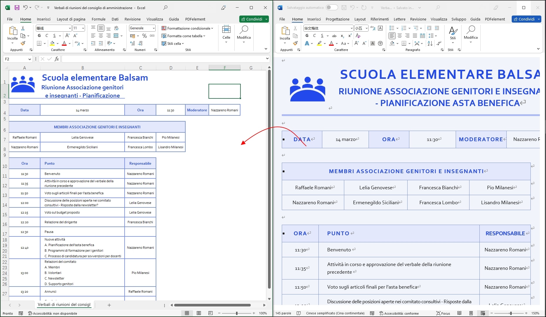 convertire word in excel mantenendo le colonne