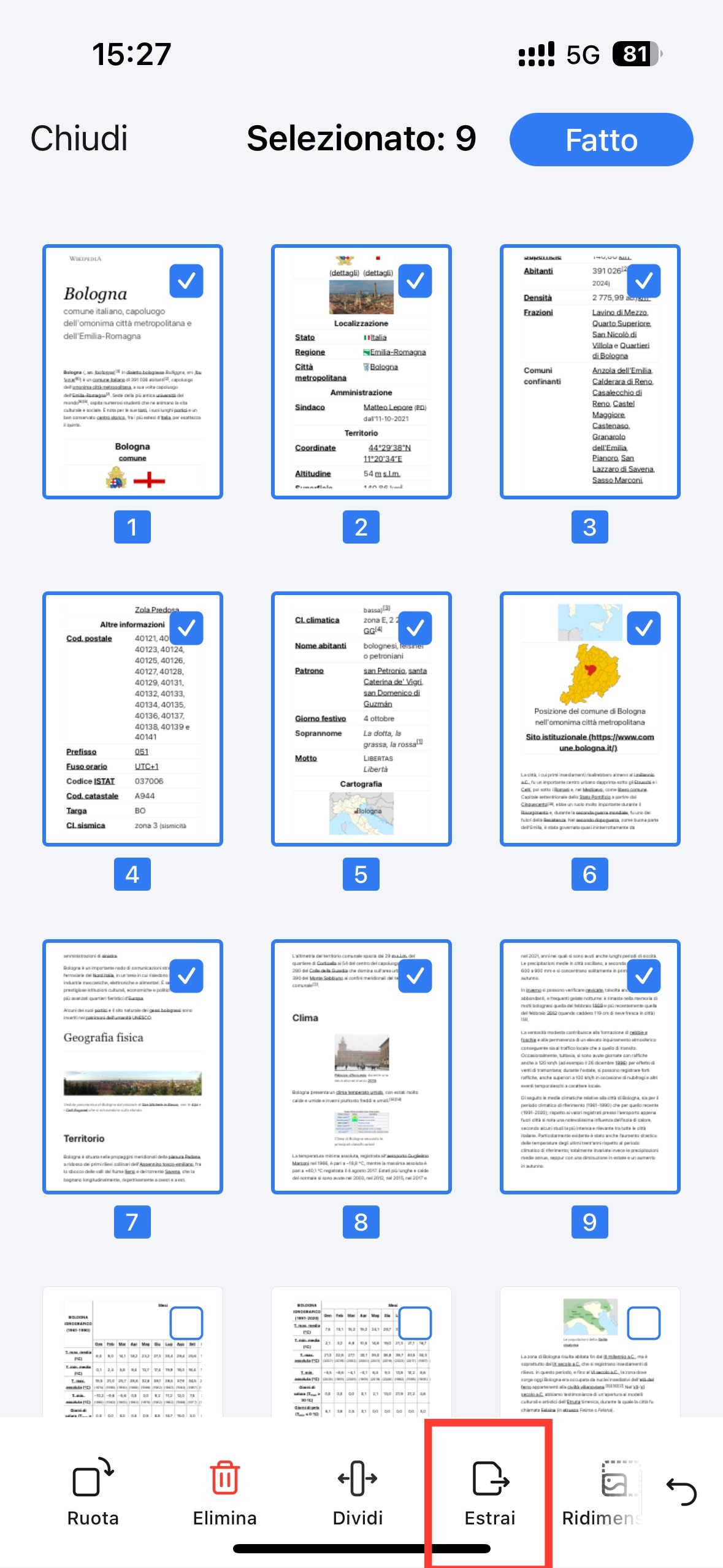 estrarre la pagina dal pdf su ipad