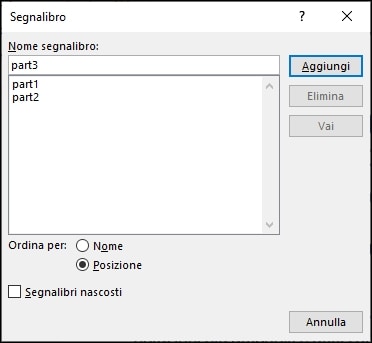creare più segnalibri in Word