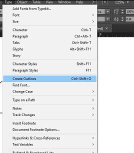 create to outline indesign