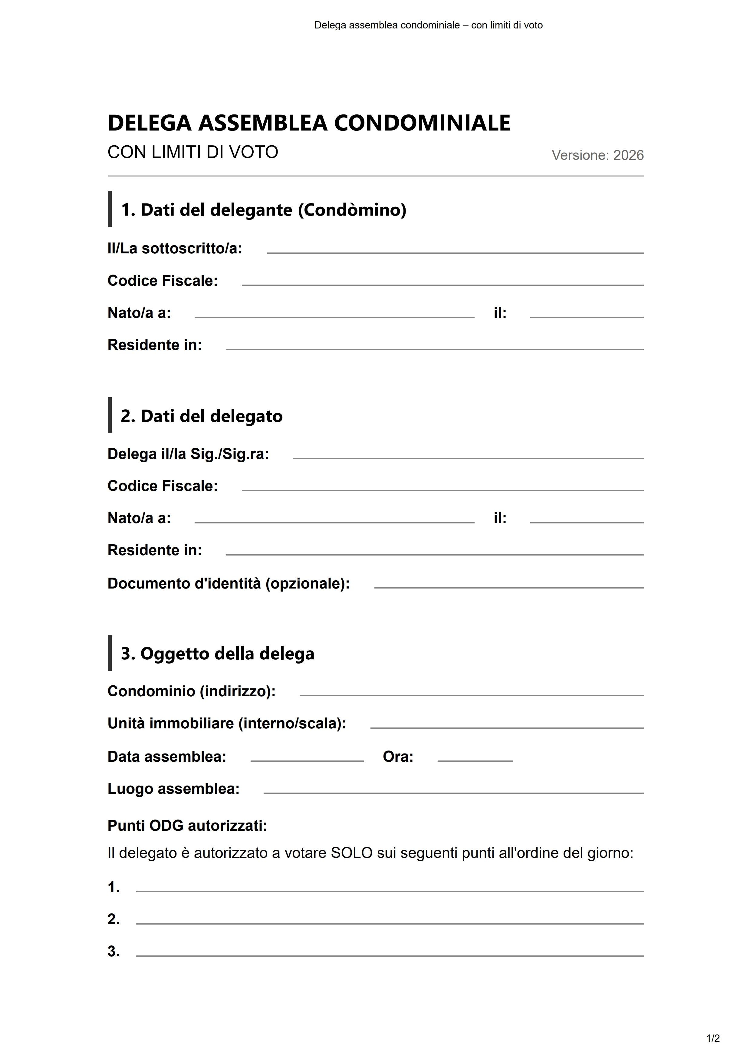 modulo delega assemblea condominiale
