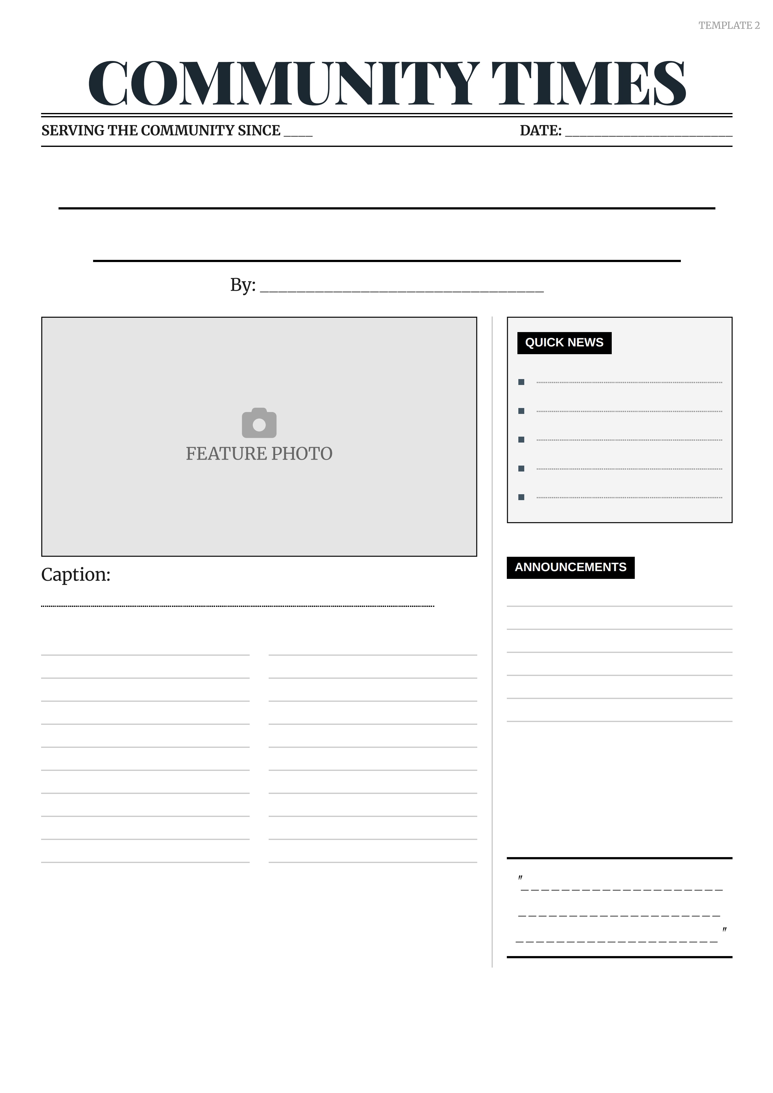 pagina di giornale vuota pdf