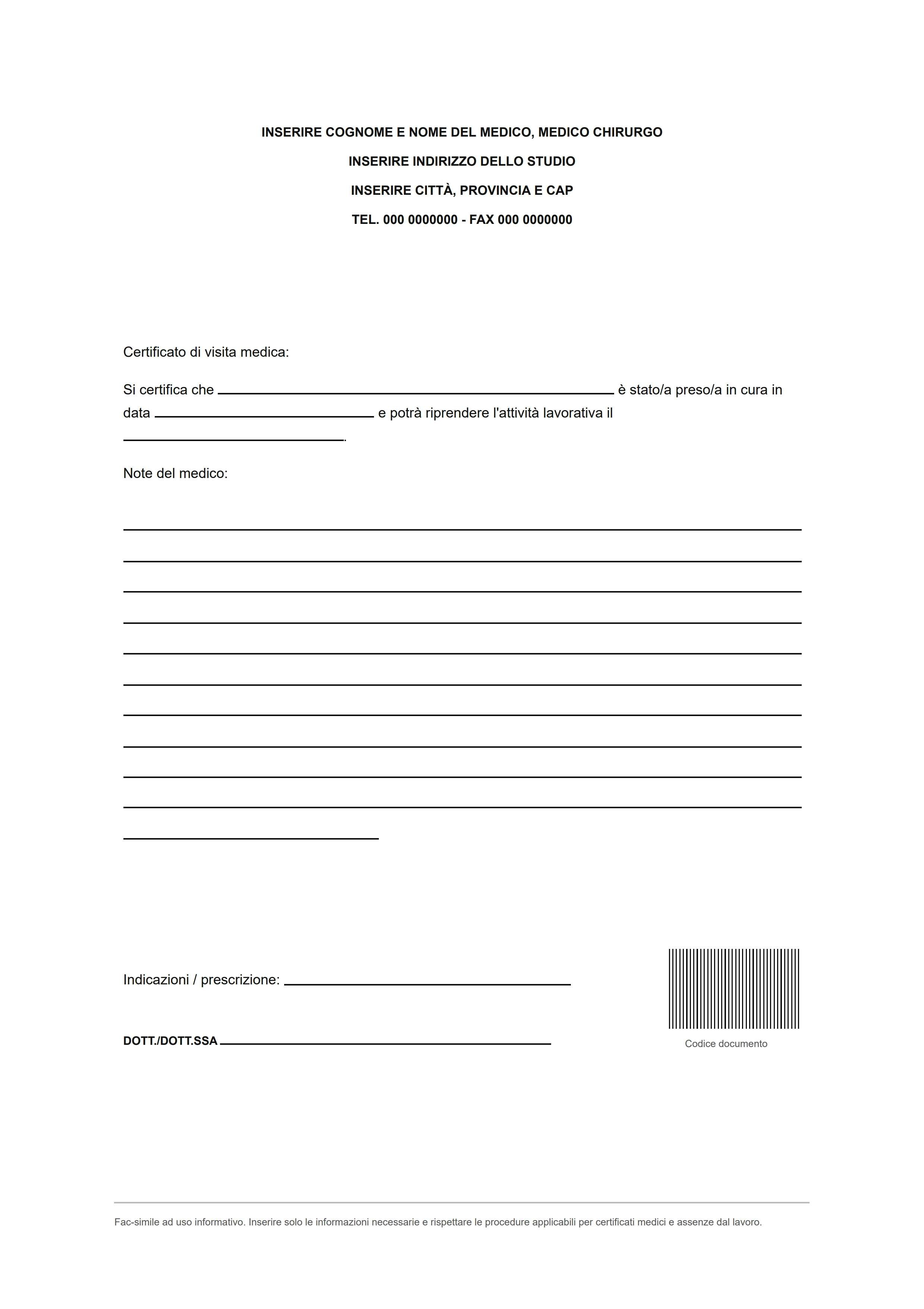 modello di certificato medico per il lavoro 3