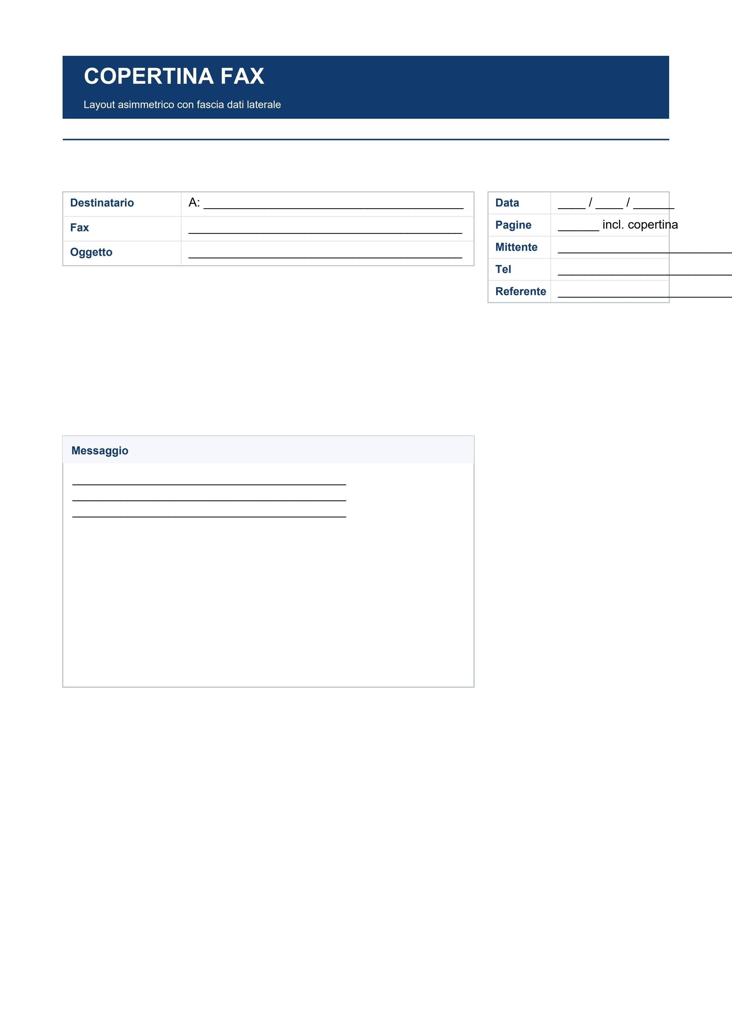 Copertina fax da compilare: modello PDF fac simile