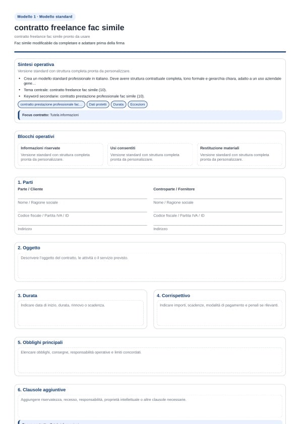 Contratto freelance fac simile pronto da usare