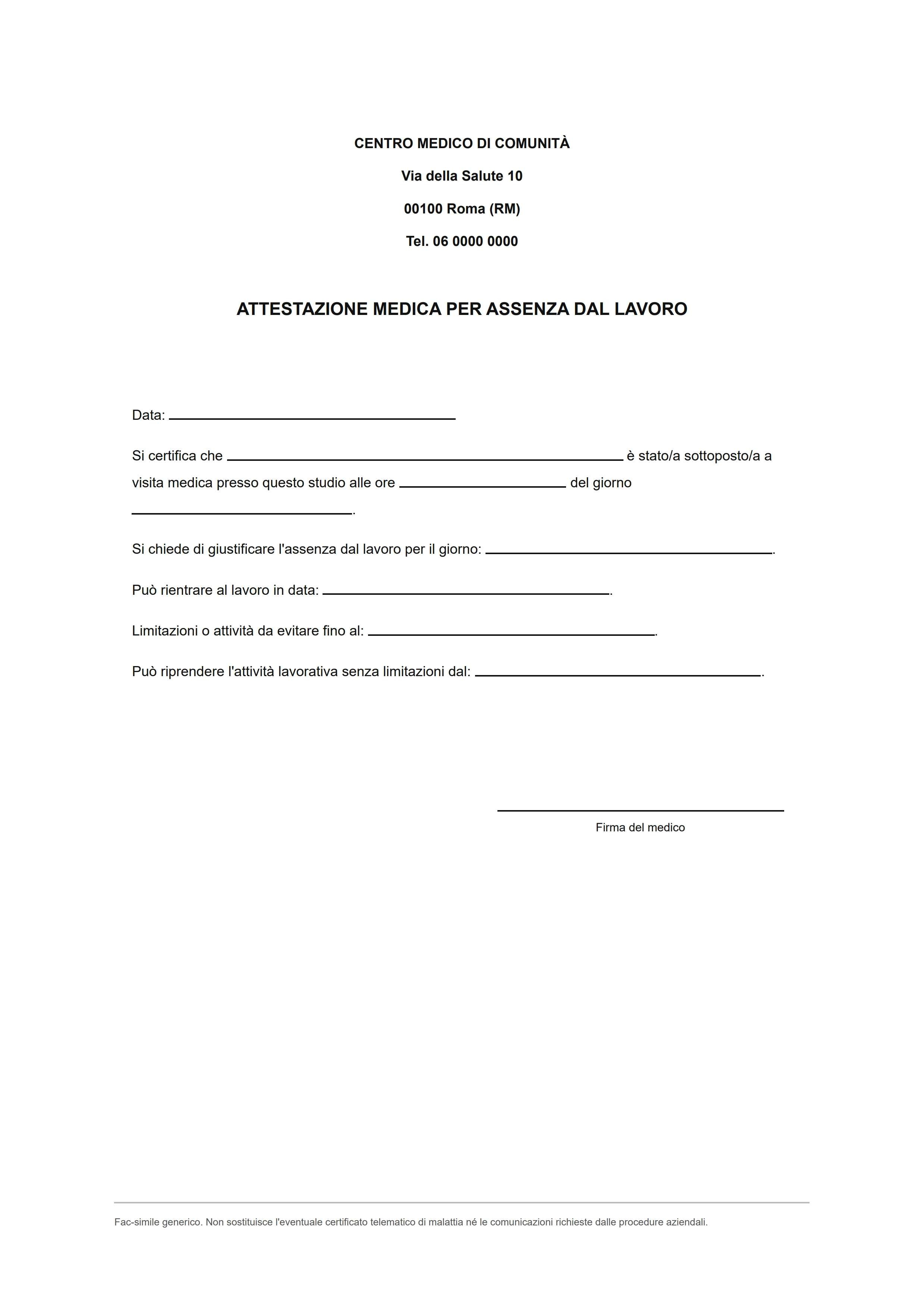 modello di certificato medico per il lavoro 2