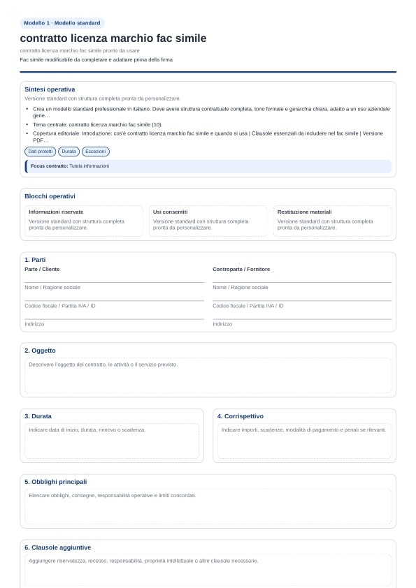 Contratto licenza marchio fac simile pronto da usare