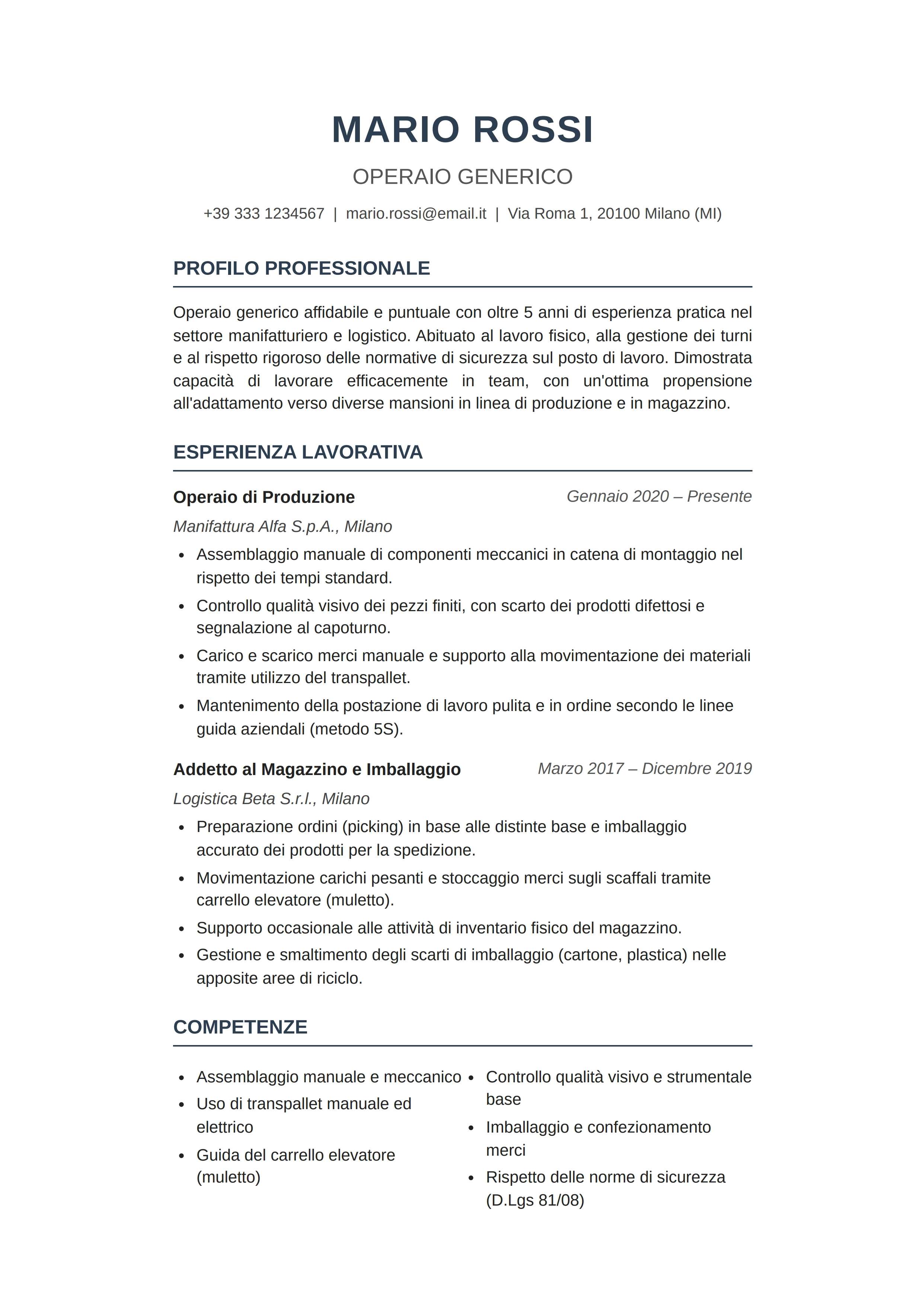 Curriculum Vitae di un Operaio: guida pratica al curriculum vitae operaio