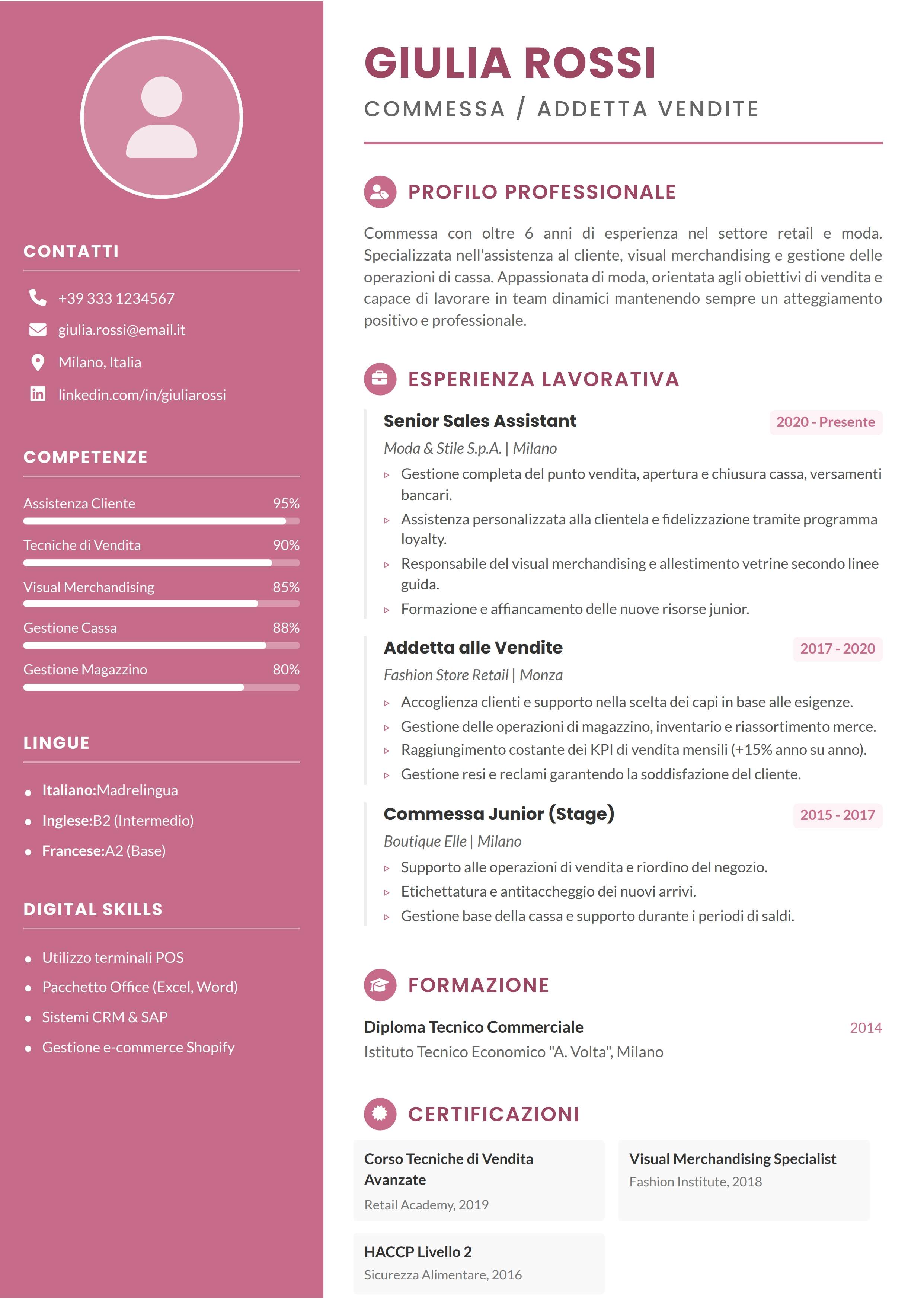 Curriculum Vitae per Commessa, Commesso e Commessa: come scriverlo bene